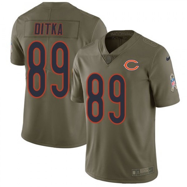 Nike Bears #89 Mike Ditka Olive Men's Stitched NFL Limited 2017 Salute To Service Jersey