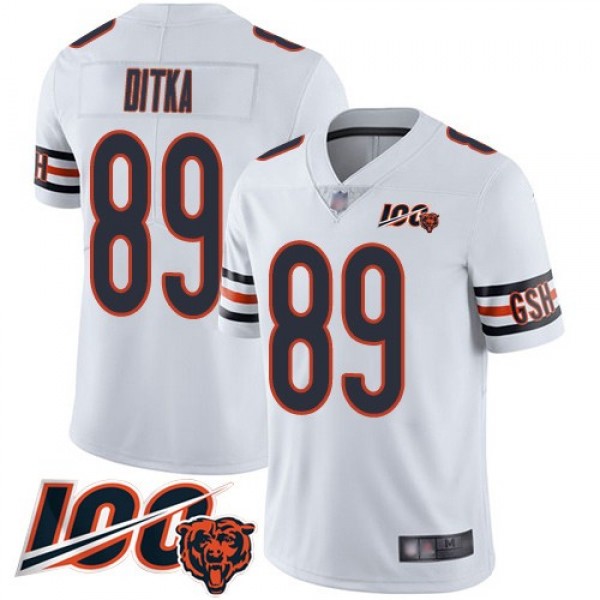 Nike Bears #89 Mike Ditka White Men's Stitched NFL 100th Season Vapor Limited Jersey