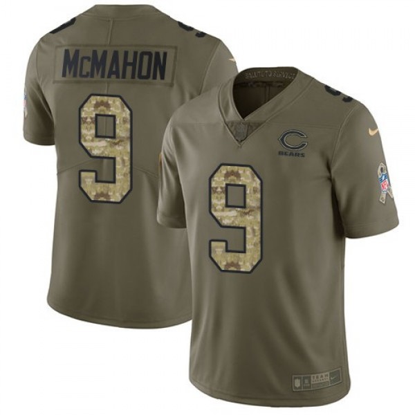 Nike Bears #9 Jim McMahon Olive/Camo Men's Stitched NFL Limited 2017 Salute To Service Jersey
