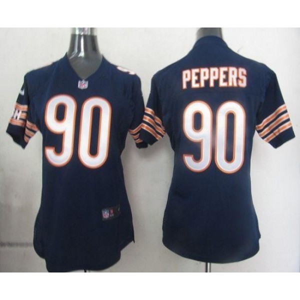 Women's Bears #90 Julius Peppers Navy Blue Team Color Stitched NFL Elite Jersey