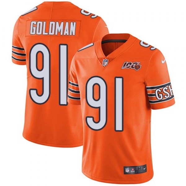 Nike Bears #91 Eddie Goldman Orange Men's 100th Season Stitched NFL Limited Rush Jersey