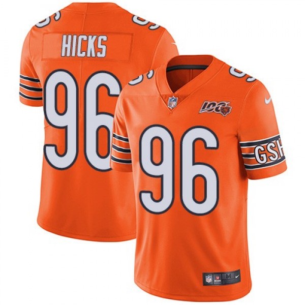 Nike Bears #96 Akiem Hicks Orange Men's 100th Season Stitched NFL Limited Rush Jersey