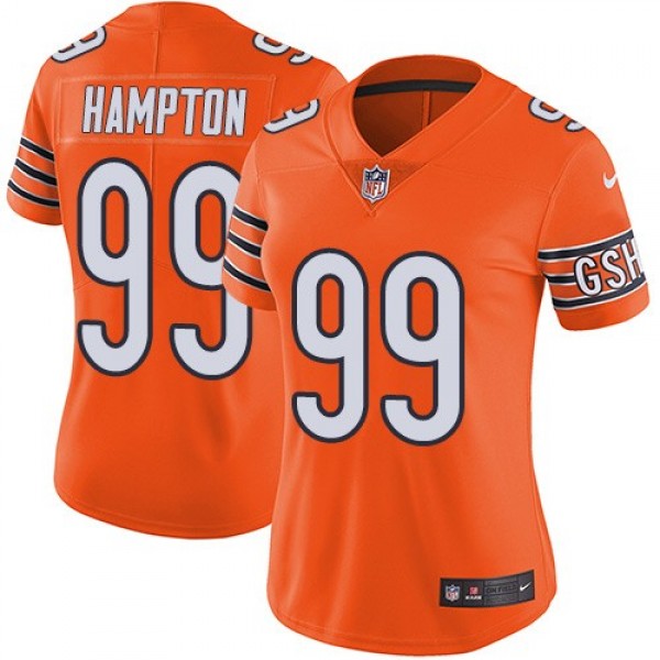 Women's Bears #99 Dan Hampton Orange Stitched NFL Limited Rush Jersey
