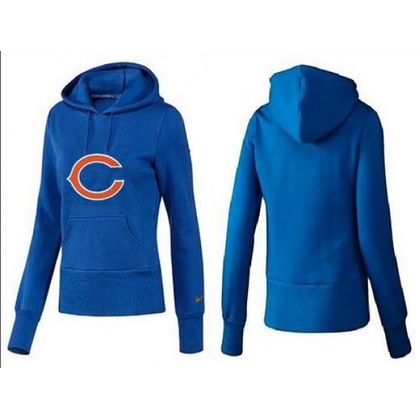 Women's Chicago Bears Logo Pullover Hoodie Blue Jersey