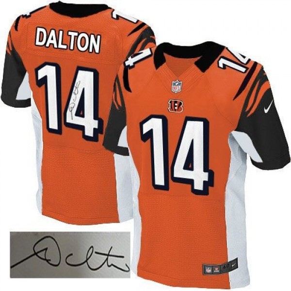 Nike Bengals #14 Andy Dalton Orange Alternate Men's Stitched NFL Elite Autographed Jersey