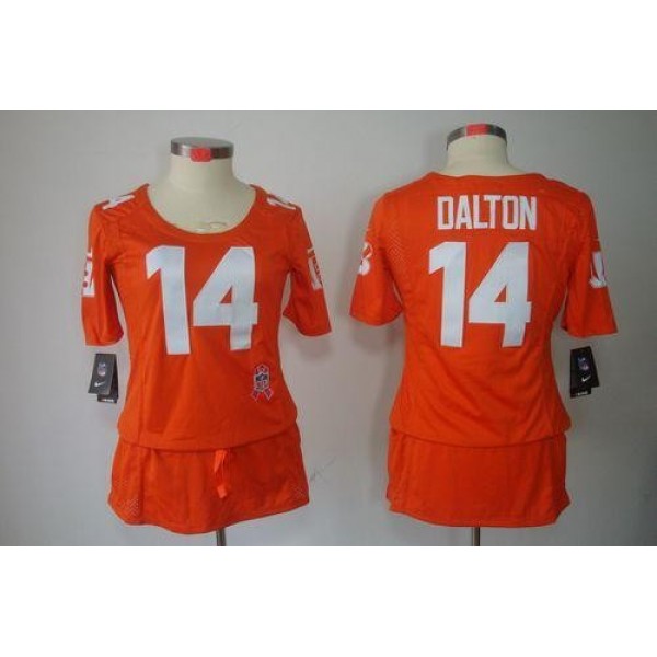 Women's Bengals #14 Andy Dalton Orange Alternate Breast Cancer Awareness Stitched NFL Elite Jersey
