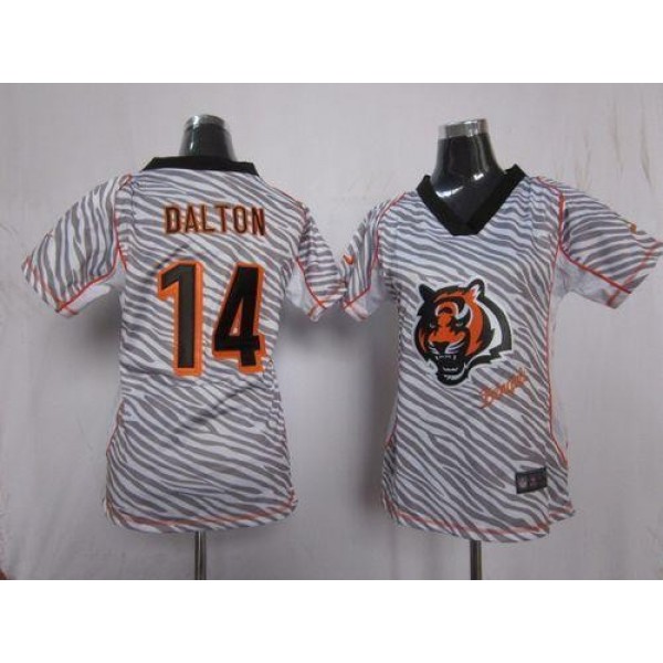 Women's Bengals #14 Andy Dalton Zebra Stitched NFL Elite Jersey