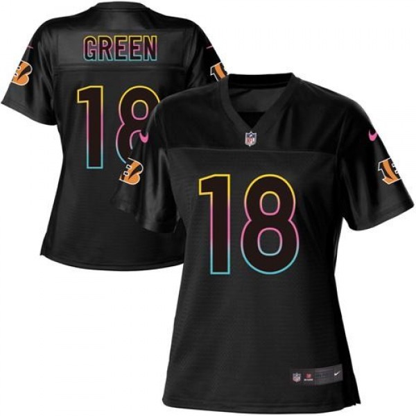 Women's Bengals #18 AJ Green Black NFL Game Jersey