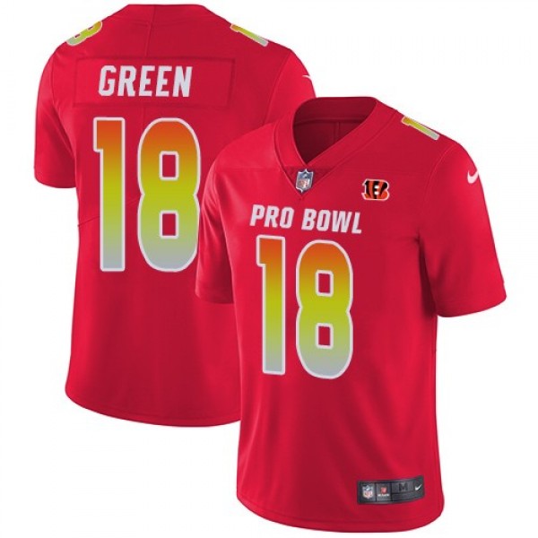 Women's Bengals #18 AJ Green Red Stitched NFL Limited AFC 2018 Pro Bowl Jersey