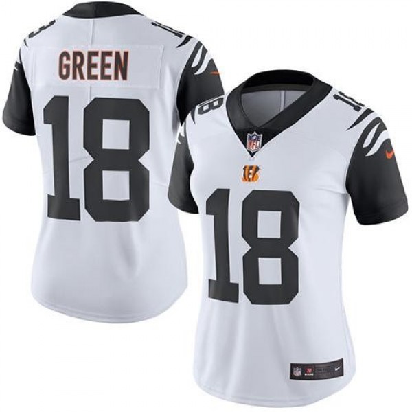 Women's Bengals #18 AJ Green White Stitched NFL Limited Rush Jersey