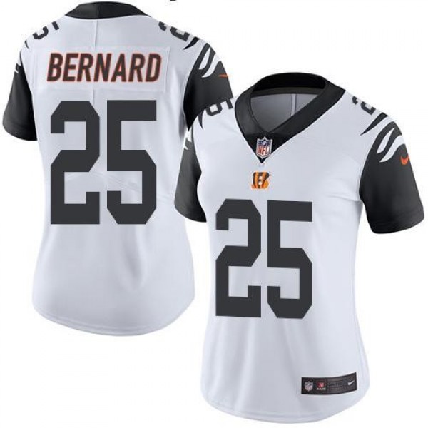 Women's Bengals #25 Giovani Bernard White Stitched NFL Limited Rush Jersey