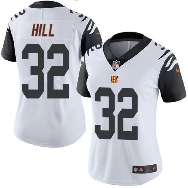 Women's Bengals #32 Jeremy Hill White Stitched NFL Limited Rush Jersey