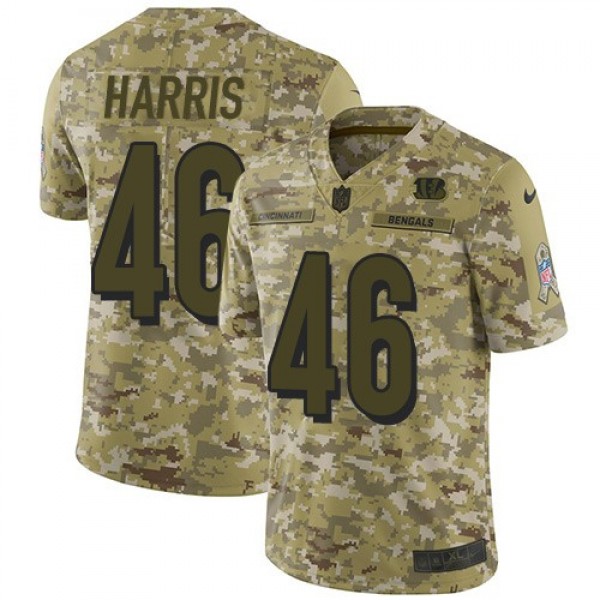 Nike Bengals #46 Clark Harris Camo Men's Stitched NFL Limited 2018 Salute To Service Jersey