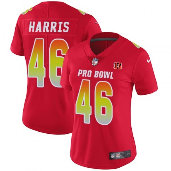 Women's Bengals #46 Clark Harris Red Stitched NFL Limited AFC 2018 Pro Bowl Jersey