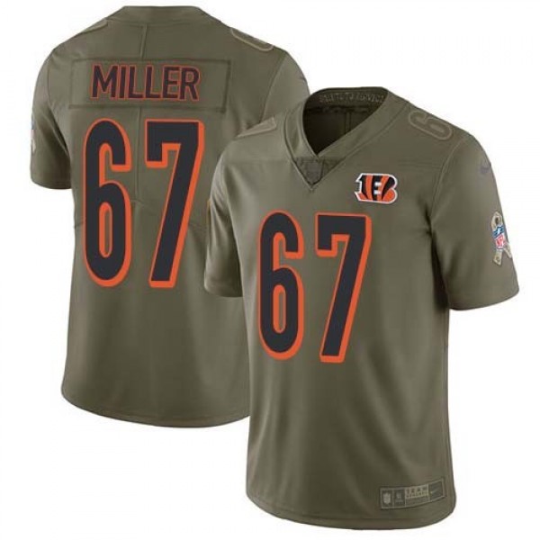 Nike Bengals #67 John Miller Olive Men's Stitched NFL Limited 2017 Salute To Service Jersey