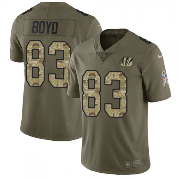 Nike Bengals #83 Tyler Boyd Olive/Camo Men's Stitched NFL Limited 2017 Salute To Service Jersey