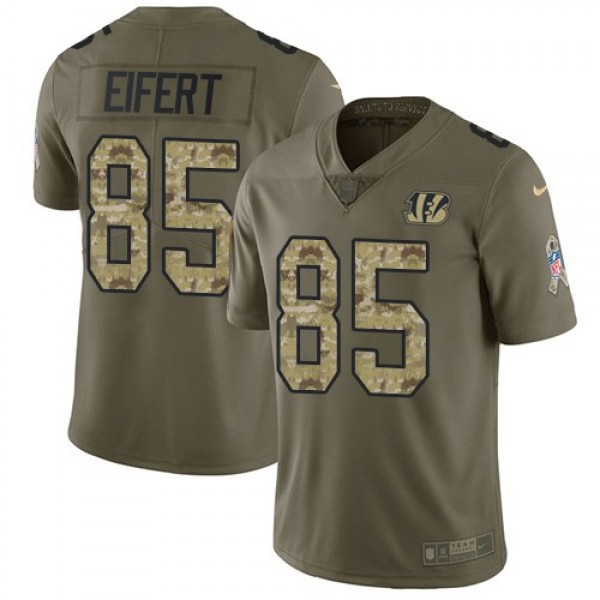 Nike Bengals #85 Tyler Eifert Olive/Camo Men's Stitched NFL Limited 2017 Salute To Service Jersey
