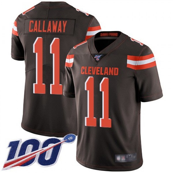 Nike Browns #11 Antonio Callaway Brown Team Color Men's Stitched NFL 100th Season Vapor Limited Jersey