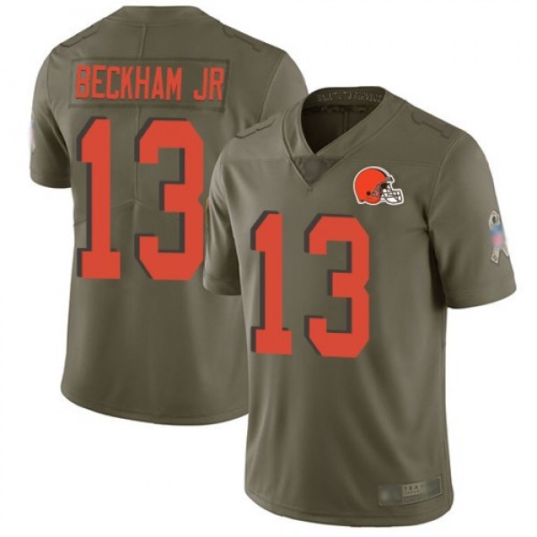 Nike Browns #13 Odell Beckham Jr Olive Men's Stitched NFL Limited 2017 Salute To Service Jersey