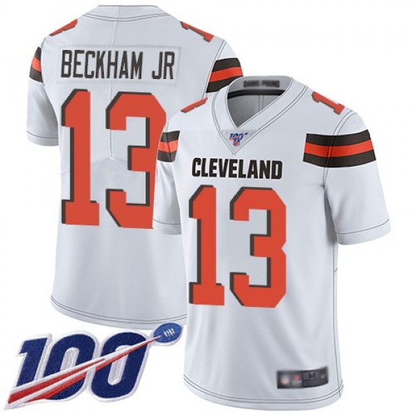 Nike Browns #13 Odell Beckham Jr White Men's Stitched NFL 100th Season Vapor Limited Jersey
