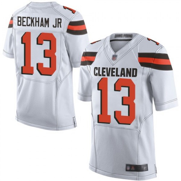 Nike Browns #13 Odell Beckham Jr White Men's Stitched NFL New Elite Jersey