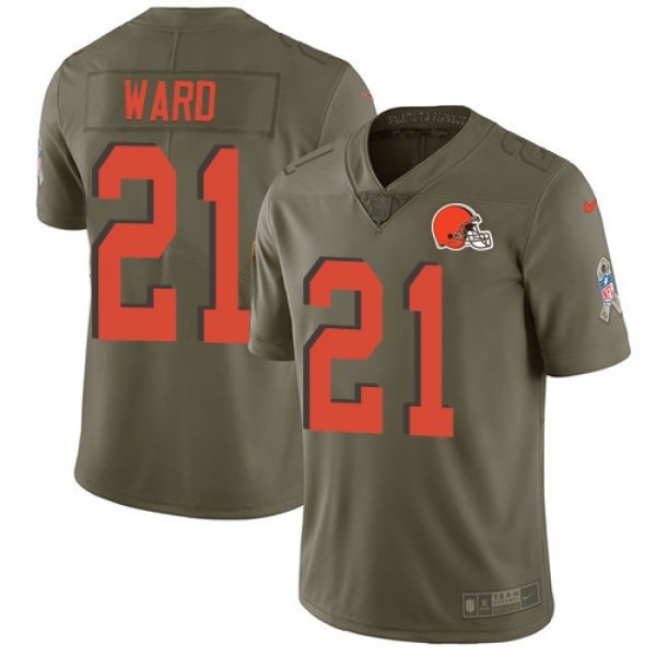 Nike Browns #21 Denzel Ward Olive Men's Stitched NFL Limited 2017 Salute To Service Jersey