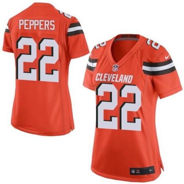 Women's Browns #22 Jabrill Peppers Orange Alternate Stitched NFL New Elite Jersey
