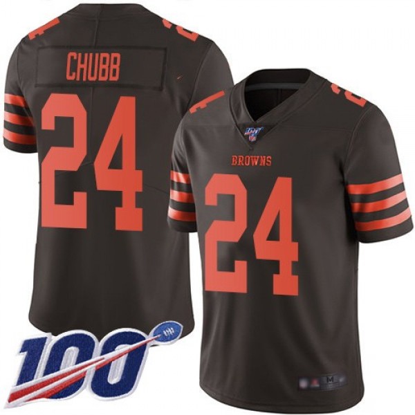 Nike Browns #24 Nick Chubb Brown Men's Stitched NFL Limited Rush 100th Season Jersey