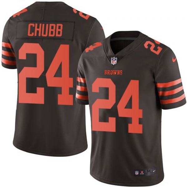 Nike Browns #24 Nick Chubb Brown Men's Stitched NFL Limited Rush Jersey