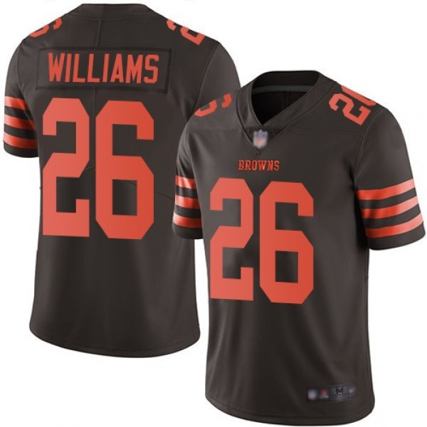 Nike Browns #26 Greedy Williams Brown Men's Stitched NFL Limited Rush Jersey