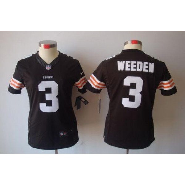 Women's Browns #3 Brandon Weeden Brown Team Color Stitched NFL Limited Jersey
