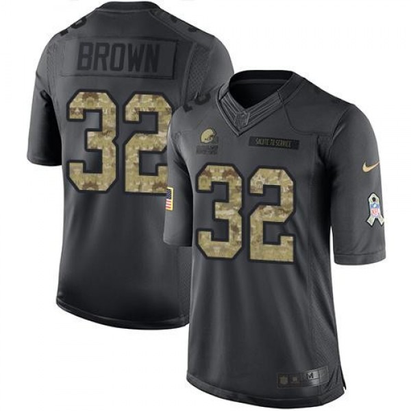 Nike Browns #32 Jim Brown Black Men's Stitched NFL Limited 2016 Salute to Service Jersey
