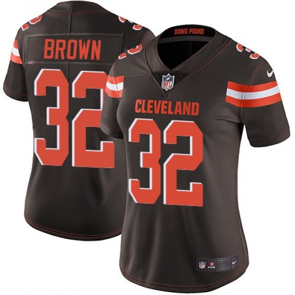 Women's Browns #32 Jim Brown Brown Team Color Stitched NFL Vapor Untouchable Limited Jersey