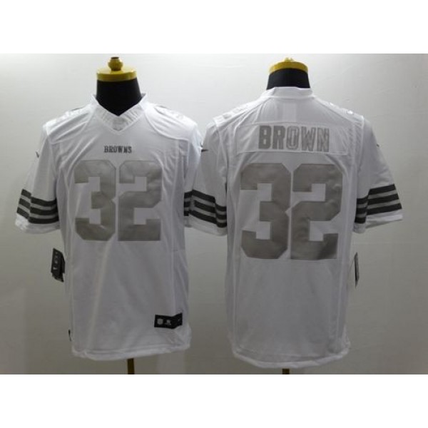 Nike Browns #32 Jim Brown White Men's Stitched NFL Limited Platinum Jersey