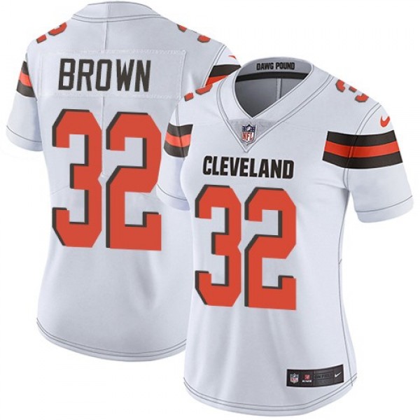 Women's Browns #32 Jim Brown White Stitched NFL Vapor Untouchable Limited Jersey
