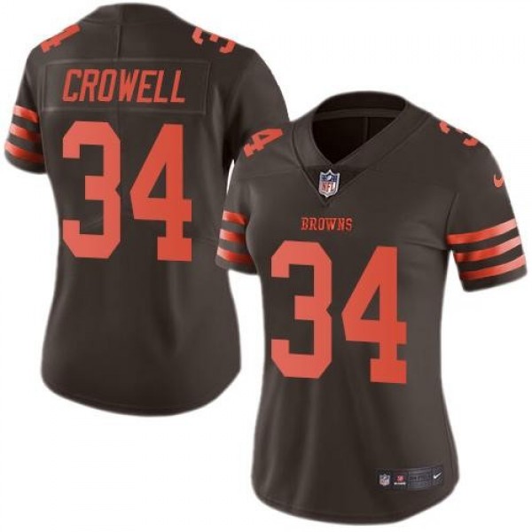 Women's Browns #34 Isaiah Crowell Brown Stitched NFL Limited Rush Jersey