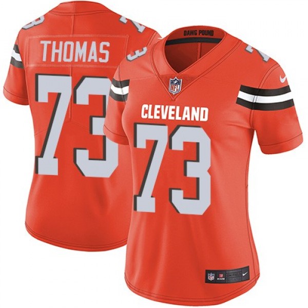 Women's Browns #73 Joe Thomas Orange Alternate Stitched NFL Vapor Untouchable Limited Jersey