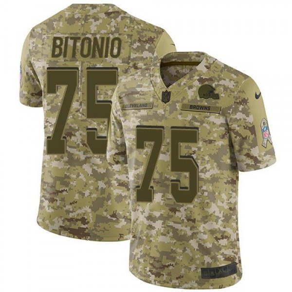 Nike Browns #75 Joel Bitonio Camo Men's Stitched NFL Limited 2018 Salute To Service Jersey