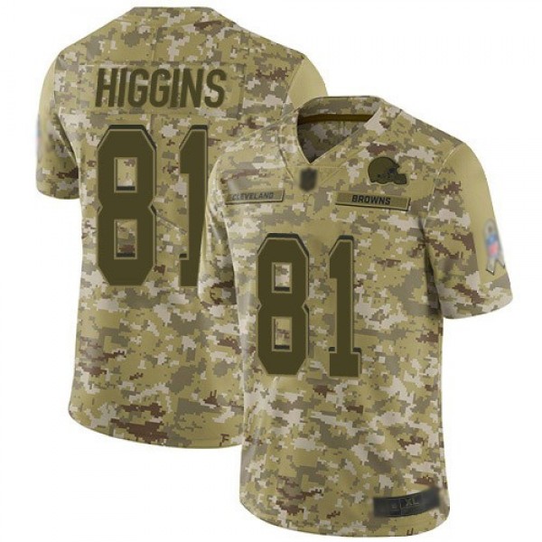 Nike Browns #81 Rashard Higgins Camo Men's Stitched NFL Limited 2018 Salute To Service Jersey
