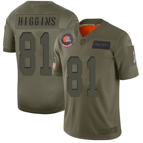 Nike Browns #81 Rashard Higgins Camo Men's Stitched NFL Limited 2019 Salute To Service Jersey