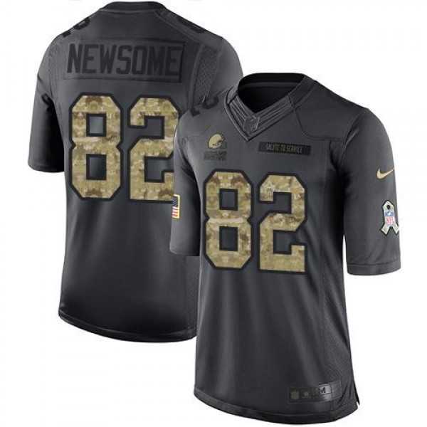 Nike Browns #82 Ozzie Newsome Black Men's Stitched NFL Limited 2016 Salute to Service Jersey