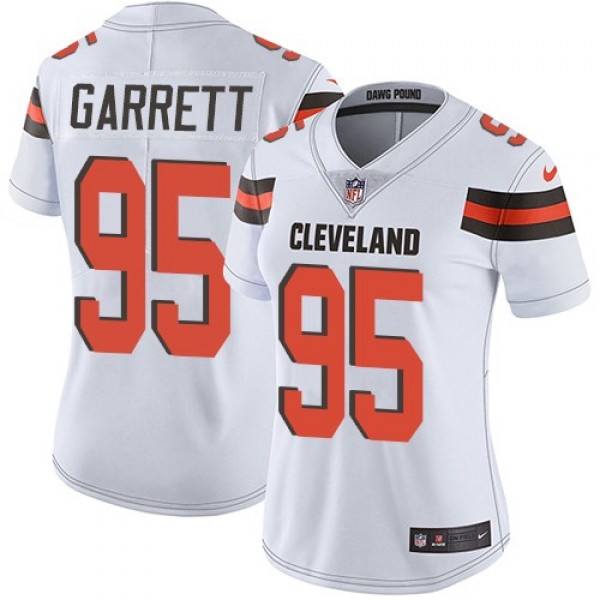 Women's Browns #95 Myles Garrett White Stitched NFL Vapor Untouchable Limited Jersey
