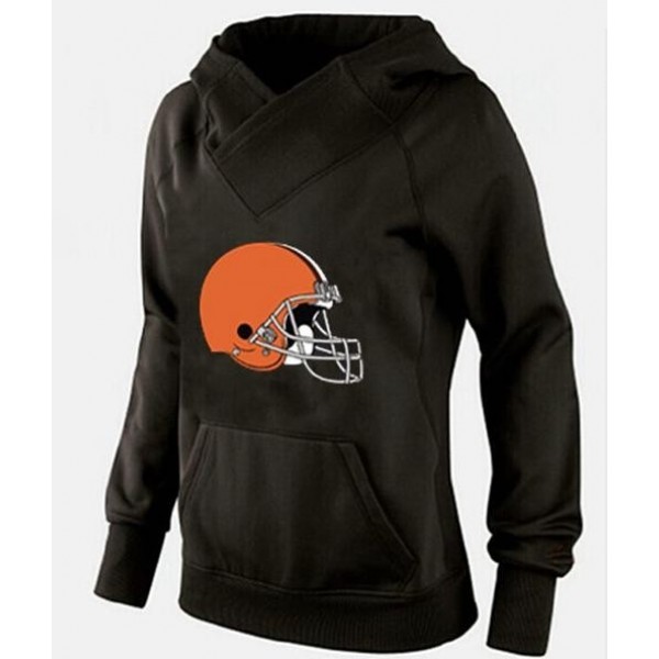 Women's Cleveland Browns Logo Pullover Hoodie Black Jersey