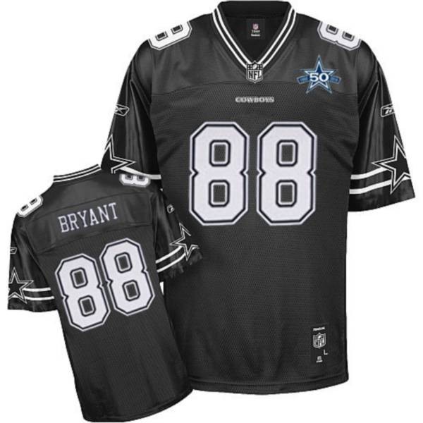 Cowboys #88 Dez Bryant Black Shadow Team 50TH Anniversary Patch Stitched NFL Jersey