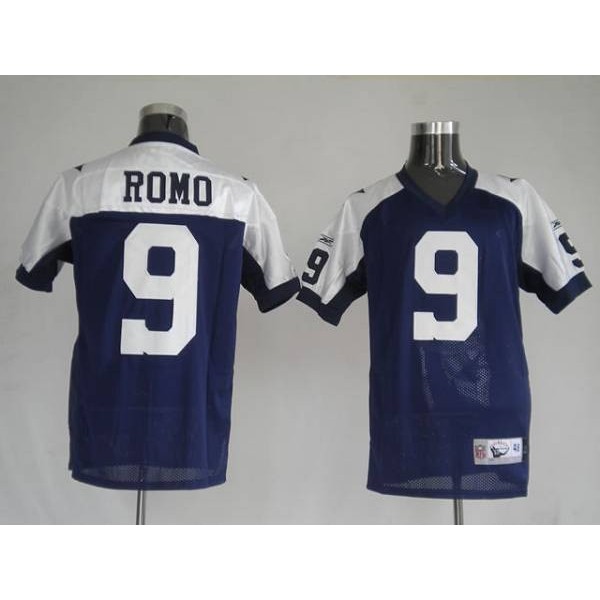 Cowboys #9 Tony Romo Blue Thanksgiving Stitched Throwback NFL Jersey