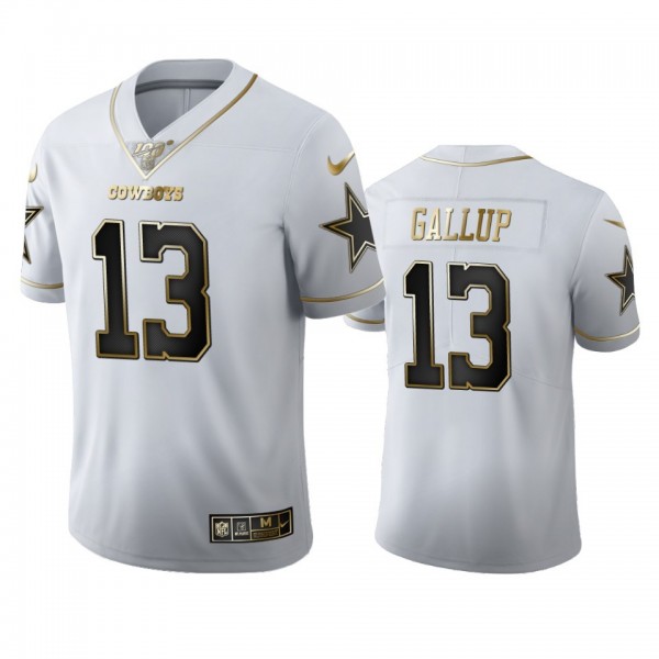 Dallas Cowboys #13 Michael Gallup Men's Nike White Golden Edition Vapor Limited NFL 100 Jersey