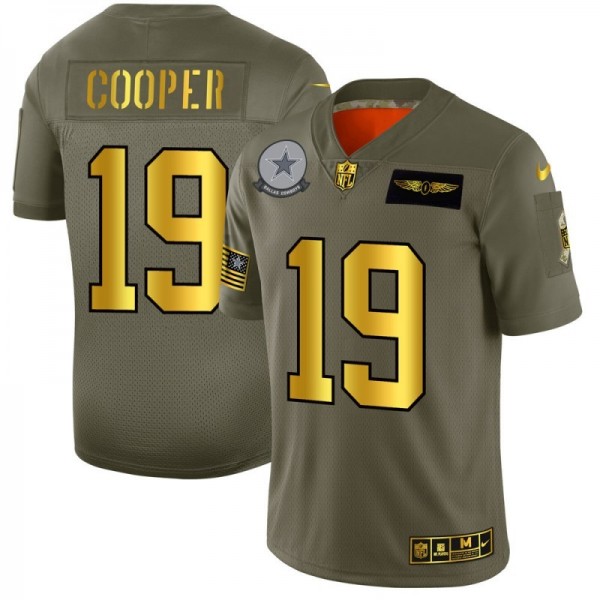 Dallas Cowboys #19 Amari Cooper NFL Men's Nike Olive Gold 2019 Salute to Service Limited Jersey