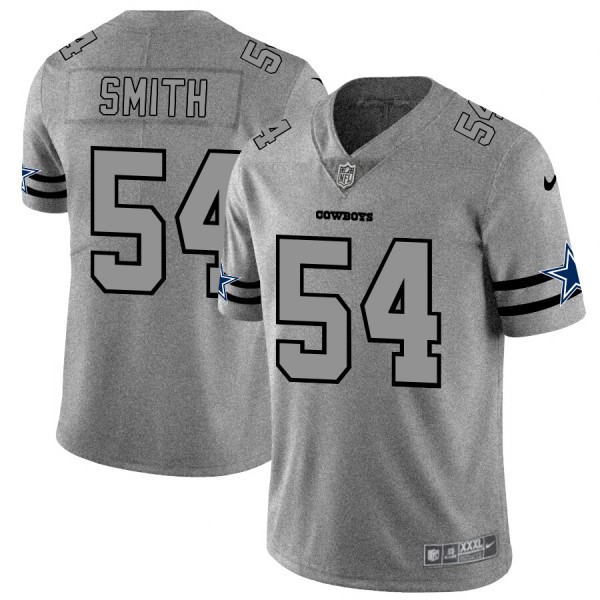 Dallas Cowboys #54 Jaylon Smith Men's Nike Gray Gridiron II Vapor Untouchable Limited NFL Jersey