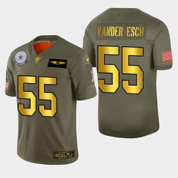Dallas Cowboys #55 Leighton Vander Esch Men's Nike Olive Gold 2019 Salute to Service Limited NFL 100 Jersey