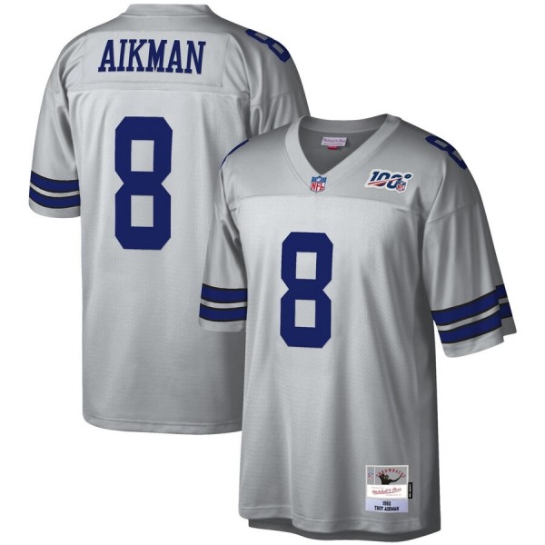 Dallas Cowboys #8 Troy Aikman Mitchell & Ness NFL 100 Retired Player Platinum Jersey